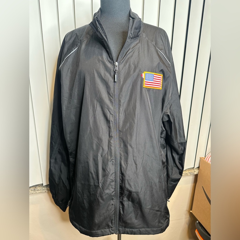 Core 365 Men's Black Windbreaker Lightweight Jacket USA Patch Big & Tall SZ 2XL